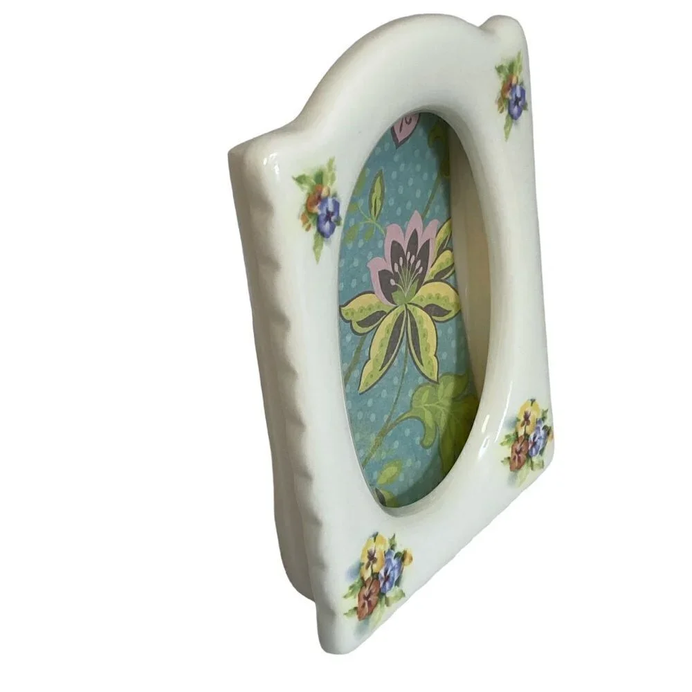 Pansies Frame Donegal Parian China Ireland Vintage Ceramic Photo Frame 6.25